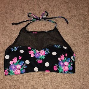 Floral and dotted bikini top